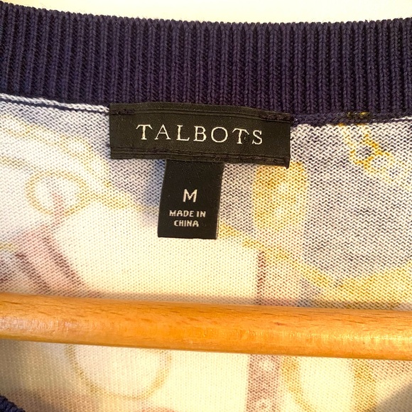 NWOT rare Talbots Equestrian Print Cardigan. Size medium. - Picture 5 of 13